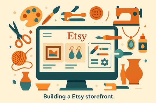 vector image representing building an etsy storefront